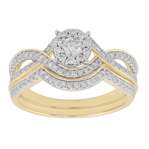 Ice Jewellery Engagment & Wedding Ring Set with 0.50ct Diamonds in 9K Yellow Gold -  IGR-37791-050-Y | Ice Jewellery Australia