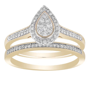 Ice Jewellery Pear Ring Set With 0.35ct Diamond in 9K Yellow Gold -  IGR-38203-033-Y | Ice Jewellery Australia