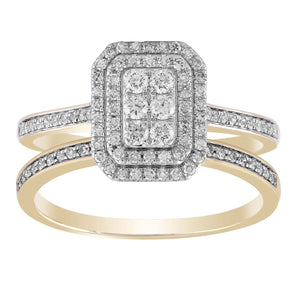 Ice Jewellery Cluster Ring Set with 0.50ct Diamond in 9K Yellow Gold -  IGR-38227-050-Y | Ice Jewellery Australia