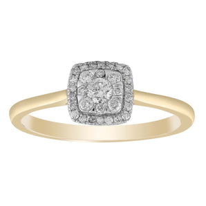 Ice Jewellery Cluster Ring with 0.25ct Diamond in 9K Yellow Gold -  IGR-38233-025-Y | Ice Jewellery Australia