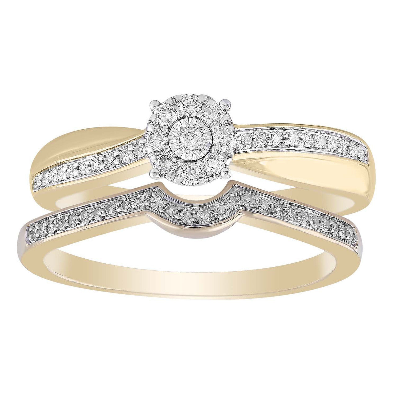 Ice Jewellery Ring Set with 0.25ct Diamond in 9K Yellow Gold -  IGR-38266-025-Y | Ice Jewellery Australia