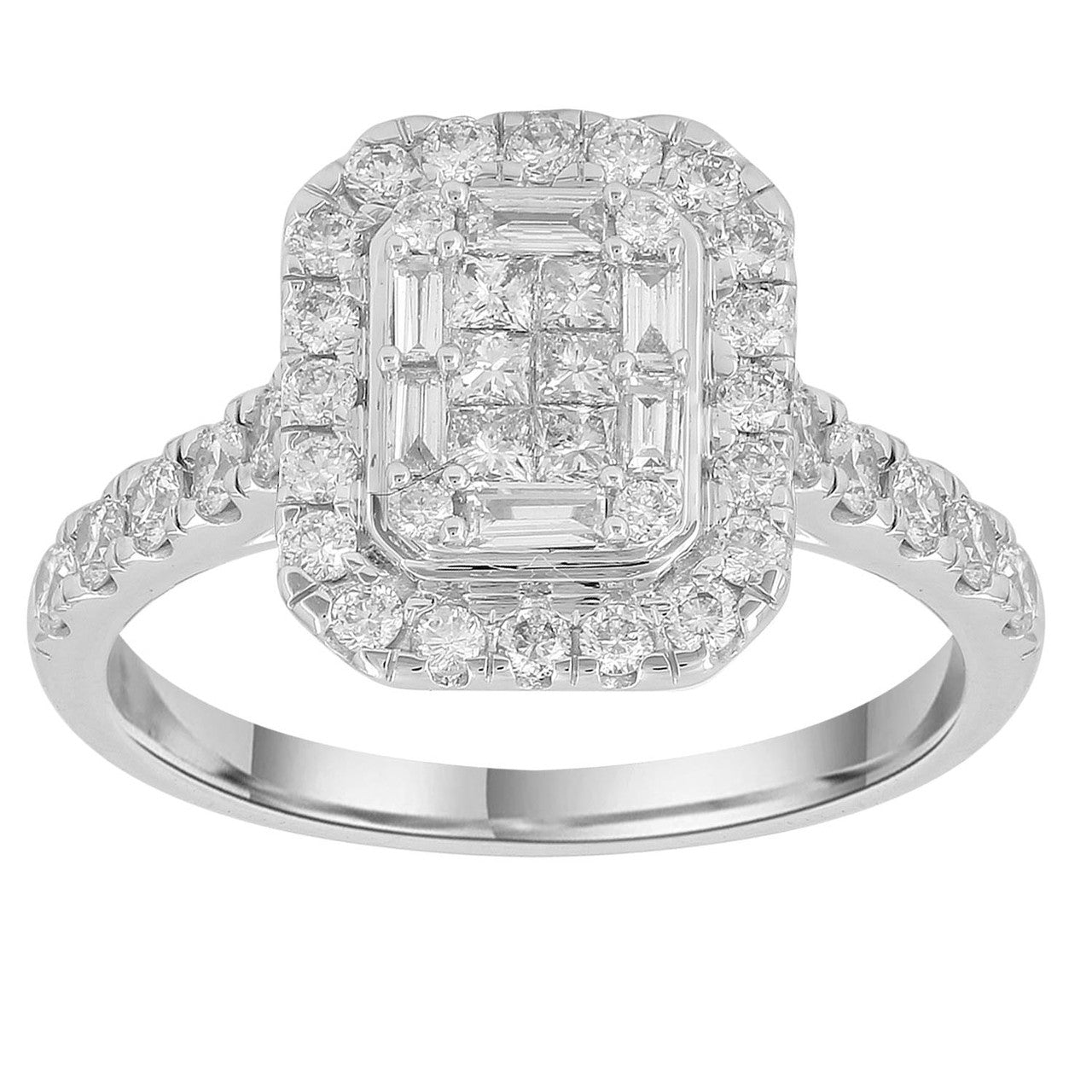 Ice Jewellery Cluster Ring with 1ct Diamonds in 18K White Gold -  IGR-39187-100-W | Ice Jewellery Australia