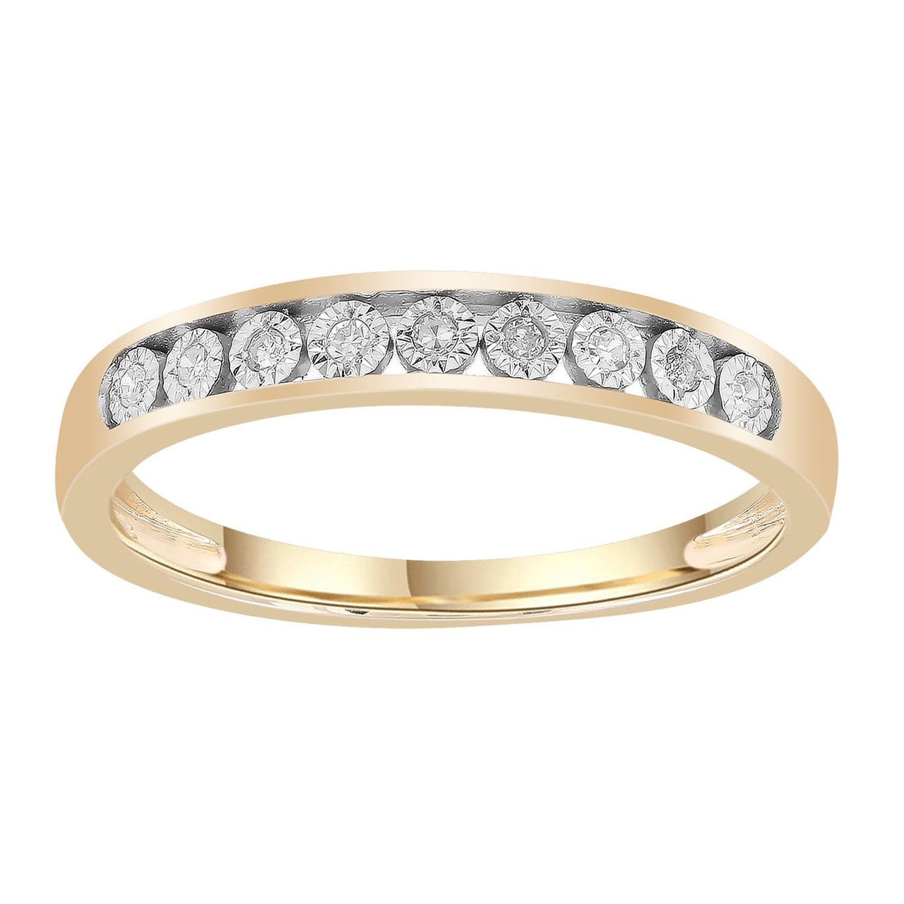 Ice Jewellery Band Ring with 0.05ct Diamonds in 9K Yellow Gold -  IGR-39305-005-Y | Ice Jewellery Australia