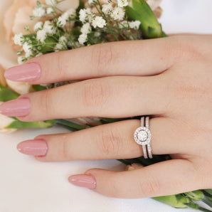 Ice Jewellery Engagement & Wedding Ring Set with 0.75ct Diamonds in 9K White Gold -  IGR-39560-075-W | Ice Jewellery Australia