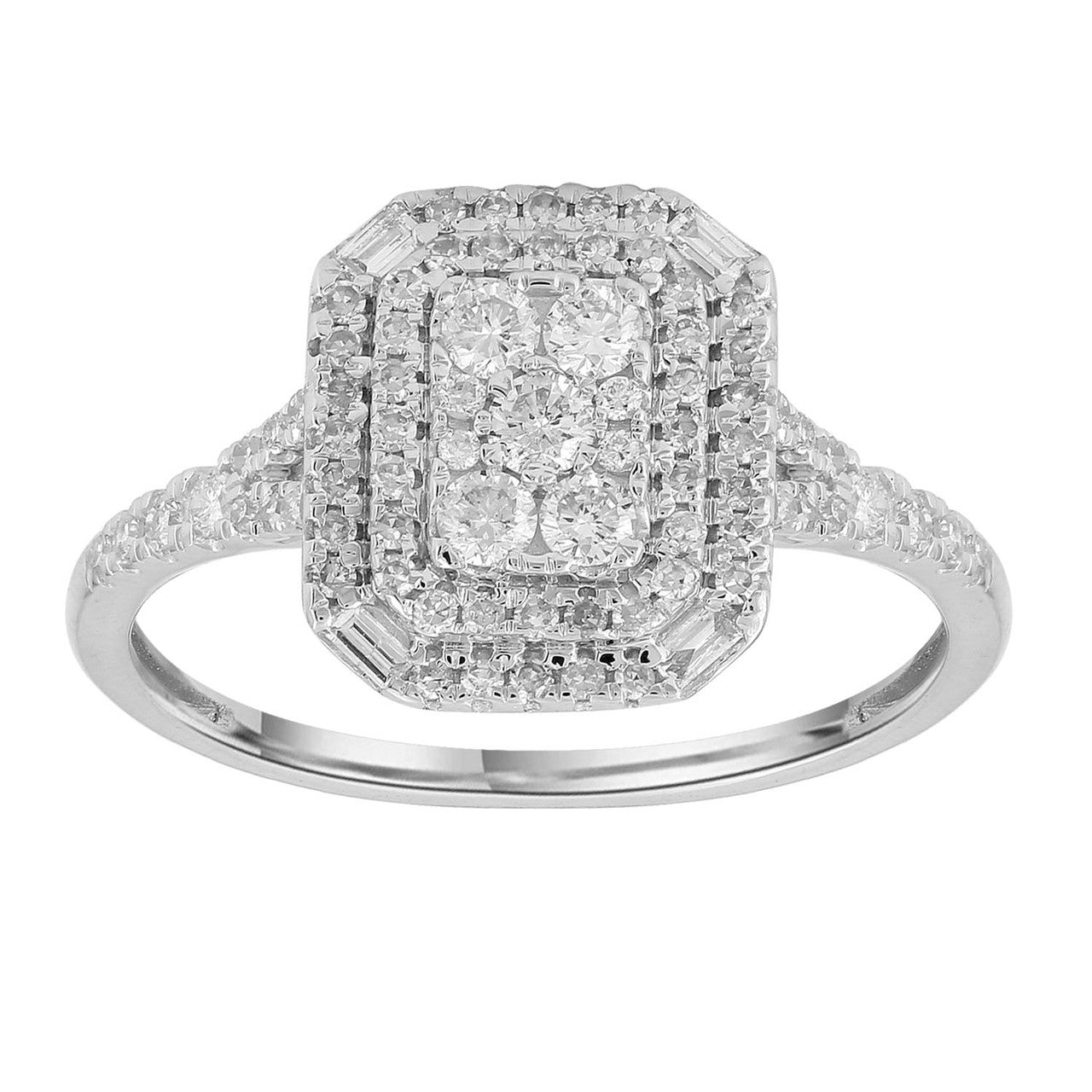 Ice Jewellery Cluster Ring with 0.50ct Diamonds in 9K White Gold -  IGR-39602-050-W | Ice Jewellery Australia