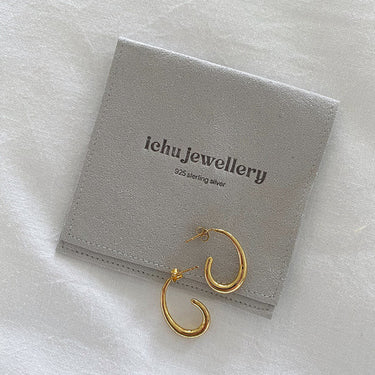 Ichu Recurved Hoops Gold Earrings - TP4507G | Ice Jewellery Australia