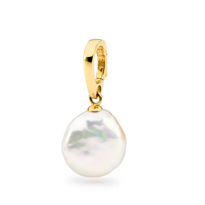 Ikecho Australia 9ct Yellow Gold White Coin 12-13mm Freshwater Pearl Enhancer - IP138-P9Y-COIN | Ice Jewellery Australia