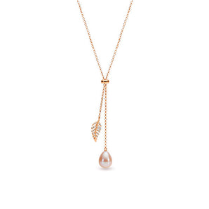 Ikecho Australia Sterling SIlver Pink Freshwater Pearl Cubic Zirconia Rose Gold Plated Necklace -  IP4060NearGP | Ice Jewellery Australia