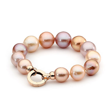 Ikecho Australia Natural Pink Multi Edison Nucleated Near Round 11-15mm Freshwater Pearl 20cm 9K Rose Gold - IP82-P9R-B | Ice Jewellery Australia