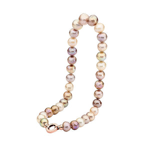 Ikecho Australia Natural Pink Multi Edison Nucleated Near Round 11-15mm Freshwater Pearl Strand 9ct Rose Gold Clasp - IP82-P9R | Ice Jewellery Australia