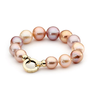 Ikecho Australia Natural Pink Multi Edison Nucleated Near Round 11-15mm Freshwater Pearl 20cm 9K Yellow Gold - IP82-P9Y-B | Ice Jewellery Australia