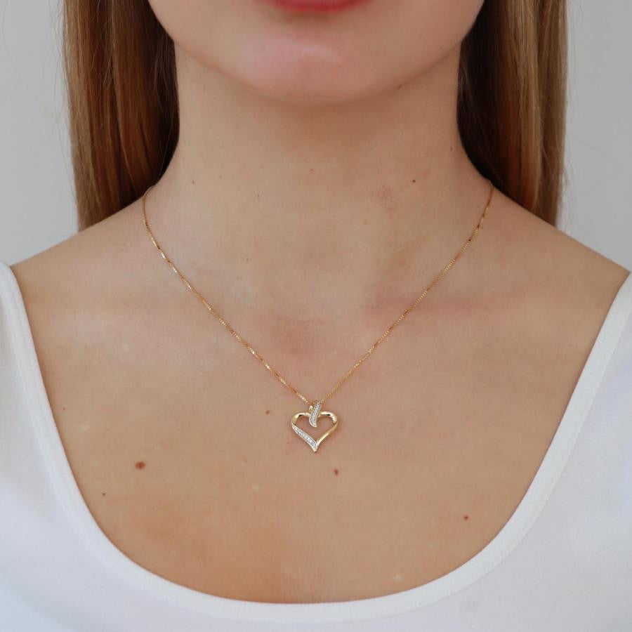 Ice Jewellery Heart Pendant with 0.06ct Diamond in 9K Yellow Gold | Ice Jewellery Australia
