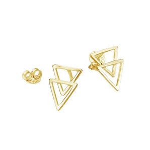 Ichu Double Triangle Stud Earrings Gold - JP5307G | Ice Jewellery Australia