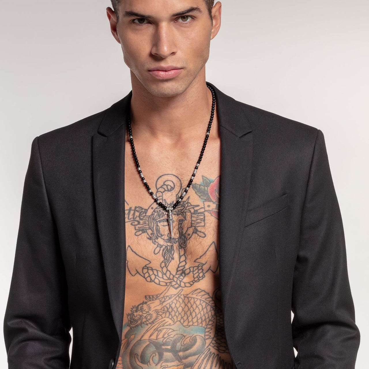 Black Obsidian Meditation Necklace 60-70cm KE1908-811-11-L70v