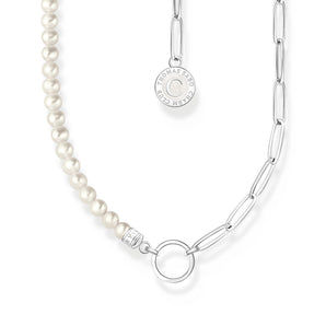 THOMAS SABO Charm Necklace with Pearls and Chain Links Silver