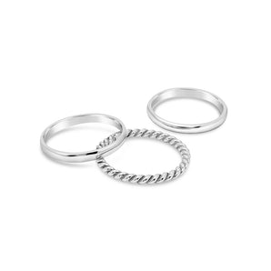 Ichu Set of 3 Silver Stack Rings - MR27103S | Ice Jewellery Australia