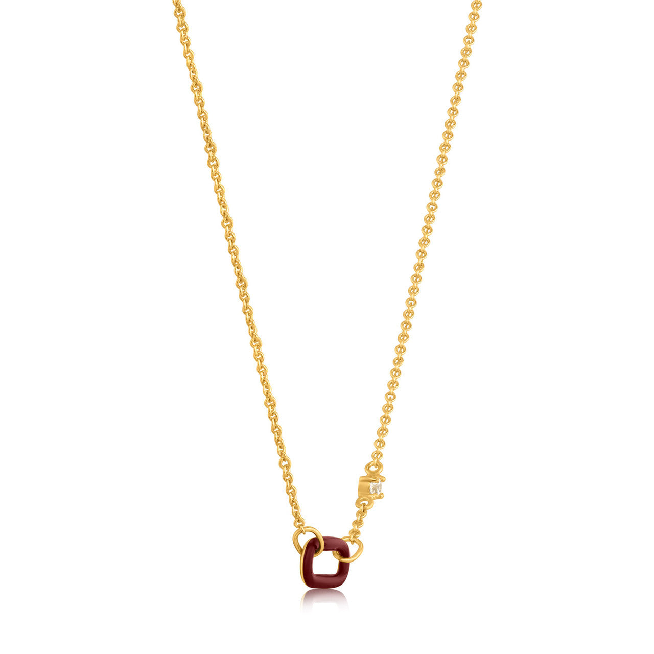 Ania Haie Claret Red Enamel Gold Link Necklace - N031-03G-R | Ice Jewellery Australia