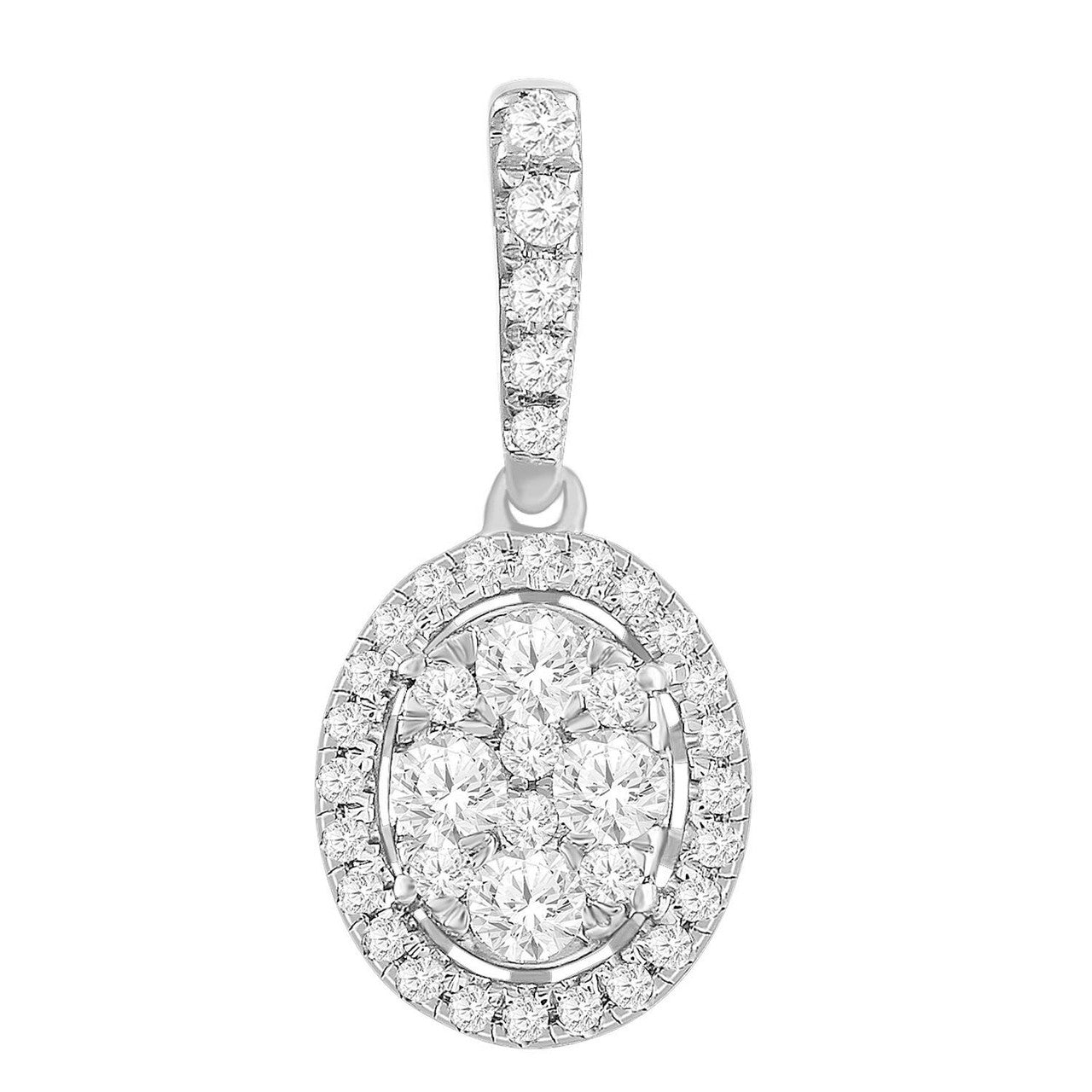 Ice Jewellery Oval Pendant with 0.33ct Diamonds in 9K White Gold | Ice Jewellery Australia