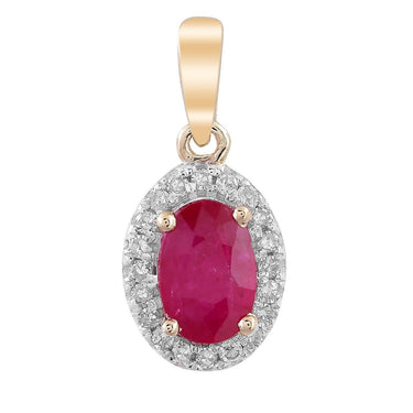 Ice Jewellery Ruby Pendant with 0.07ct Diamonds in 9K Yellow Gold | Ice Jewellery Australia