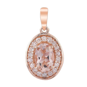 Ice Jewellery Morganite Pendant with 0.10ct Diamonds in 9K Rose Gold | Ice Jewellery Australia