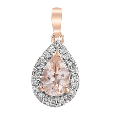 Ice Jewellery Morganite Pendant with 0.07ct Diamonds in 9K Rose Gold | Ice Jewellery Australia