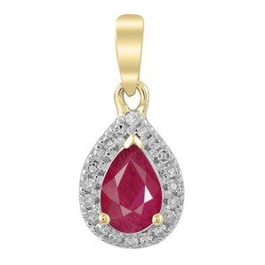 Ice Jewellery Diamond Ruby Pendant with 0.07ct Diamonds in 9K Yellow Gold - P-19474RB-007-Y | Ice Jewellery Australia