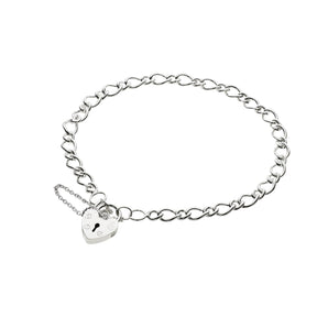 Ice Jewellery Sterling Silver Bracelet with Heart Shaped Padlock - PB2 | Ice Jewellery Australia