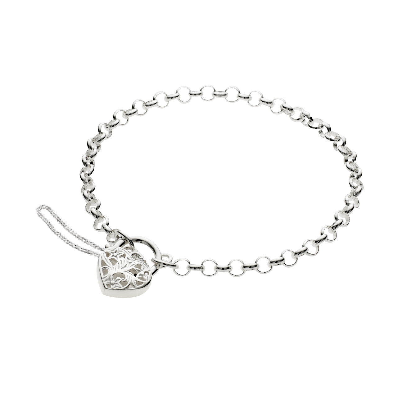 Ice Jewellery Sterling Silver Bracelet with Filigree Heart Locket - PB3 | Ice Jewellery Australia