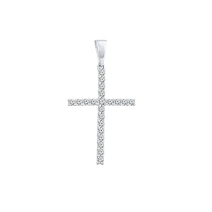 Ice Jewellery Diamond Cross Pendant with 0.25ct Diamonds in 9K White Gold - PC-0173-W | Ice Jewellery Australia