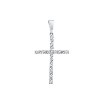 Ice Jewellery Diamond Cross Pendant with 0.25ct Diamonds in 9K White Gold - PC-0173-W | Ice Jewellery Australia