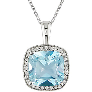 Ice Jewellery 1/10 Carat Diamond & Sky Blue Topaz Pendant in 10K White Gold - 7500081238 | Ice Jewellery Australia