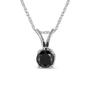 Ice Jewellery 10KW 1/2ct TDW Black Diamond Solitaire Pendant with chain - 7500043768 | Ice Jewellery Australia