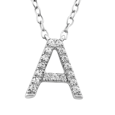 Ice Jewellery Initial 'A' Necklace with 0.06ct Diamonds in 9K White Gold - PF-6263-W | Ice Jewellery Australia