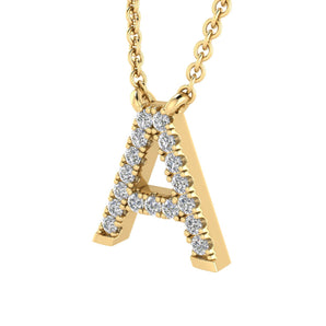 Ice Jewellery Initial 'A' Necklace with 0.06ct Diamonds in 9K Yellow Gold - PF-6263-Y | Ice Jewellery Australia