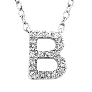 Ice Jewellery Initial 'B' Necklace with 0.09ct Diamonds in 9K White Gold - PF-6264-W | Ice Jewellery Australia