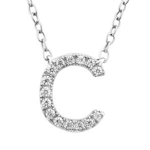 Ice Jewellery Initial 'C' Necklace with 0.06ct Diamonds in 9K White Gold - PF-6265-W | Ice Jewellery Australia