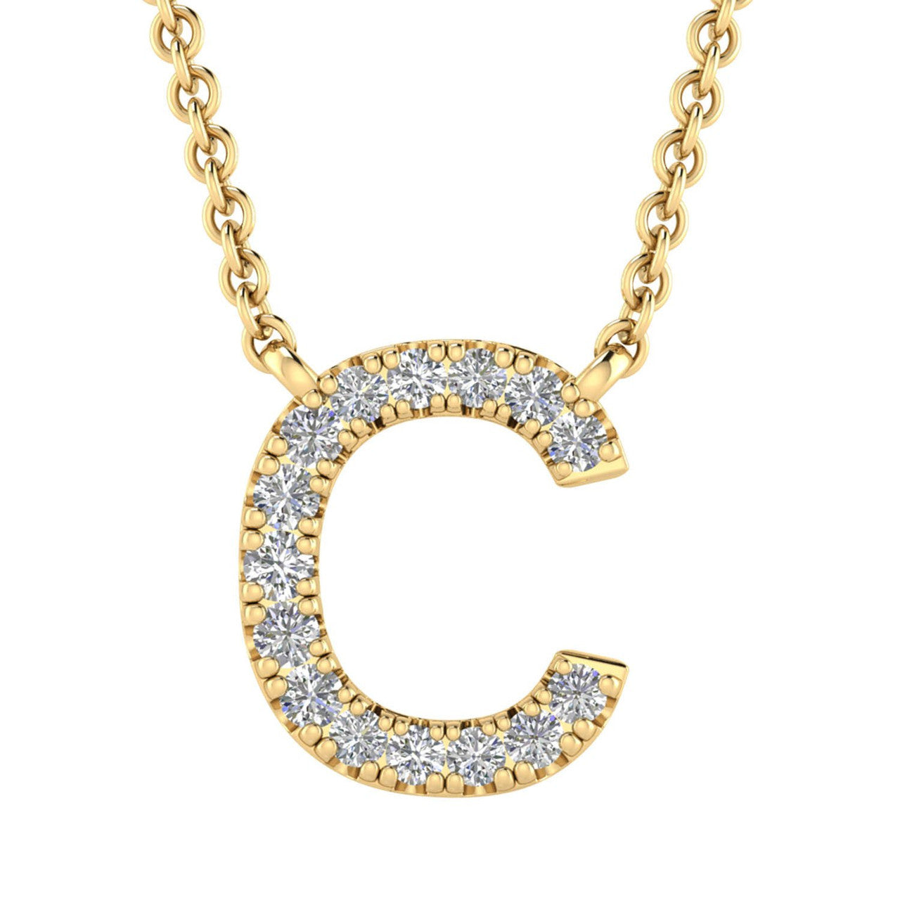 Ice Jewellery Initial 'C' Necklace with 0.06ct Diamonds in 9K Yellow Gold - PF-6265-Y | Ice Jewellery Australia
