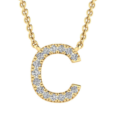 Ice Jewellery Initial 'C' Necklace with 0.06ct Diamonds in 9K Yellow Gold - PF-6265-Y | Ice Jewellery Australia