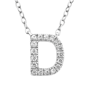 Ice Jewellery Initial 'D' Necklace with 0.09ct Diamonds in 9K White Gold - PF-6266-W | Ice Jewellery Australia