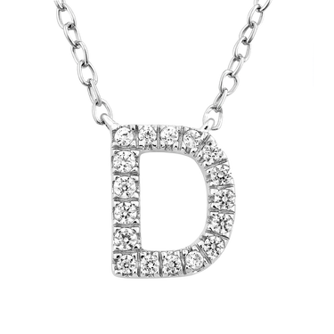 Ice Jewellery Initial 'D' Necklace with 0.09ct Diamonds in 9K White Gold - PF-6266-W | Ice Jewellery Australia