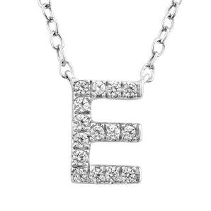 Ice Jewellery Initial 'E' Necklace with 0.09ct Diamonds in 9K White Gold - PF-6267-W | Ice Jewellery Australia