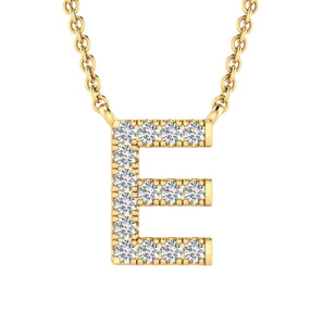 Ice Jewellery Initial 'E' Necklace with 0.09ct Diamonds in 9K Yellow Gold - PF-6267-Y | Ice Jewellery Australia
