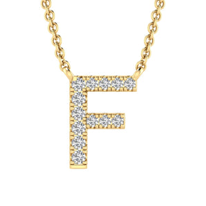 Ice Jewellery Initial 'F' Necklace with 0.06ct Diamonds in 9K Yellow Gold - PF-6268-Y | Ice Jewellery Australia