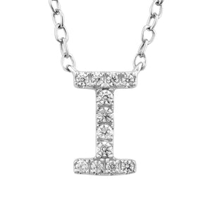 Ice Jewellery Initial 'I' Necklace with 0.06ct Diamonds in 9K White Gold - PF-6271-W | Ice Jewellery Australia