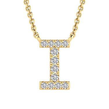 Ice Jewellery Initial 'I' Necklace with 0.06ct Diamonds in 9K Yellow Gold - PF-6271-Y | Ice Jewellery Australia