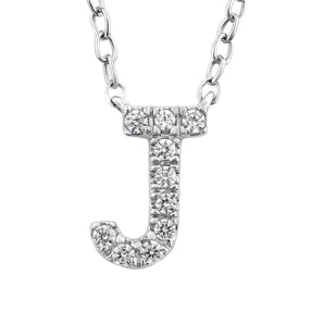 Ice Jewellery Initial 'J' Necklace with 0.06ct Diamonds in 9K White Gold - PF-6272-W | Ice Jewellery Australia