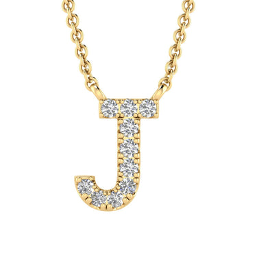 Ice Jewellery Initial 'J' Necklace with 0.06ct Diamonds in 9K Yellow Gold - PF-6272-Y | Ice Jewellery Australia