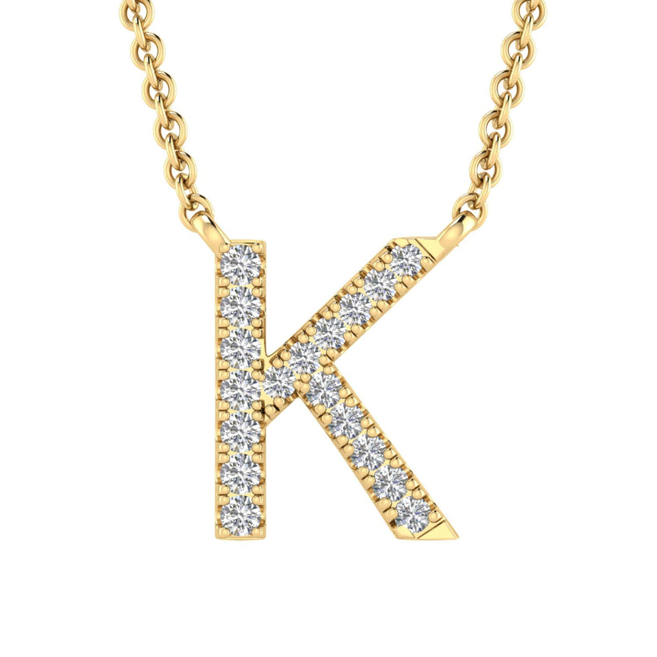 Ice Jewellery Initial 'K' Necklace with 0.06ct Diamonds in 9K Yellow Gold - PF-6273-Y | Ice Jewellery Australia