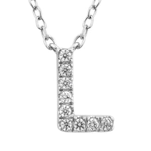 Ice Jewellery Initial 'L' Necklace with 0.06ct Diamonds in 9K White Gold - PF-6274-W | Ice Jewellery Australia