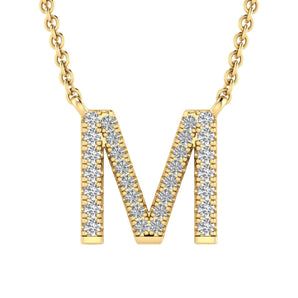 Ice Jewellery Initial 'M' Necklace with 0.09ct Diamonds in 9K Yellow Gold - PF-6275-Y | Ice Jewellery Australia